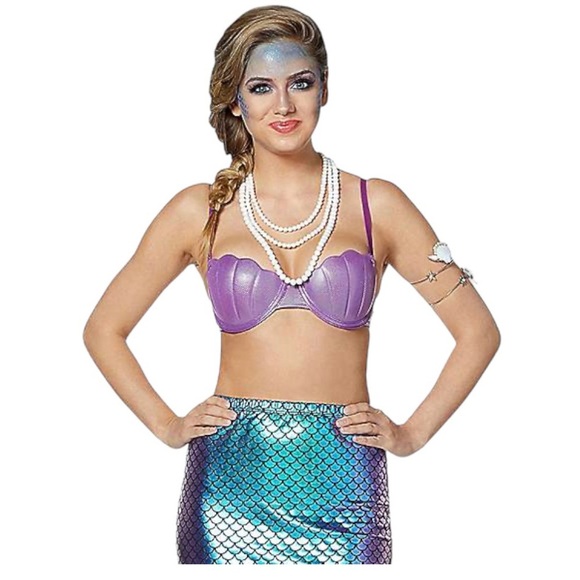 SPIRIT HALLOWEEN Mermaid Dress Up 3 Piece Costume Purple/Pink Size Small 4-6 - Picture 1 of 8